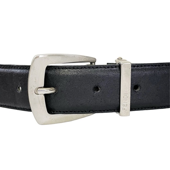 Fendi Other - Fendi black leather silver buckle unisex vintage belt